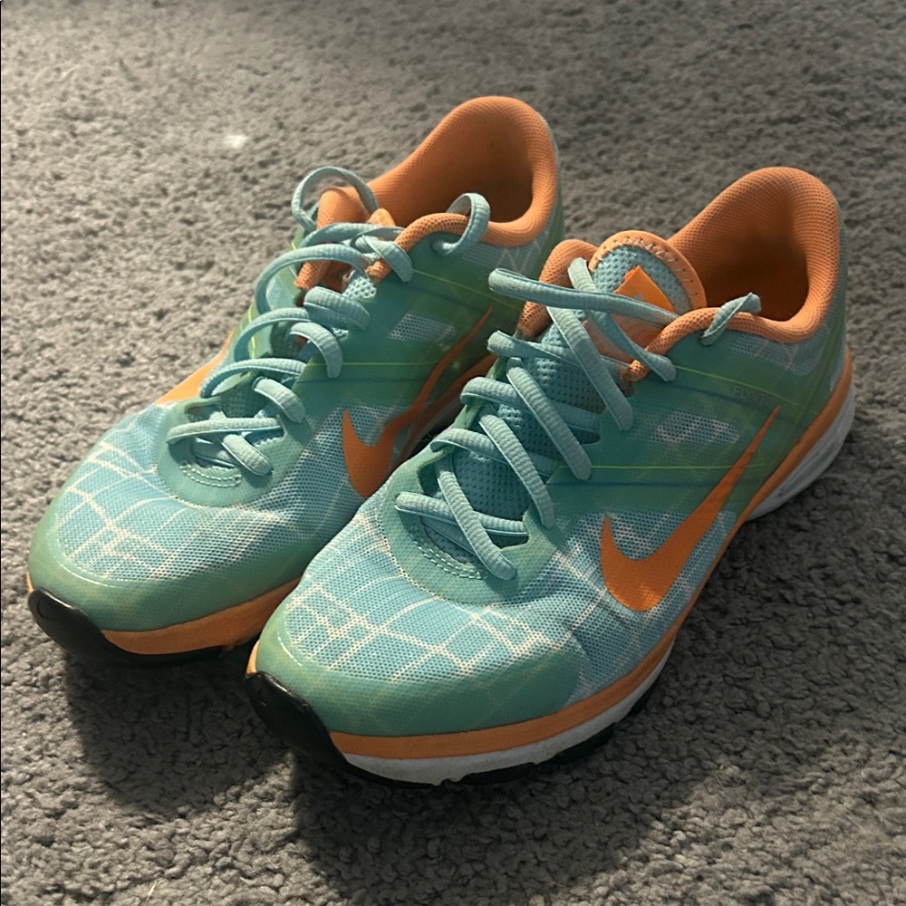 Nike Aqua and Tangerine Athletic Sneakers